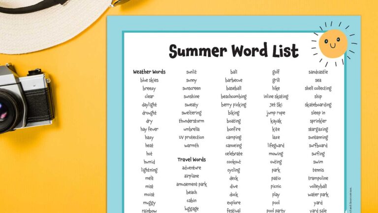Summer Word List Feature