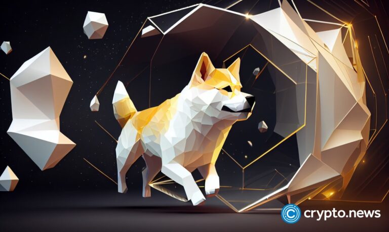 crypto news Shiba Inu inside spaceship epic blurry space background white color low poly style