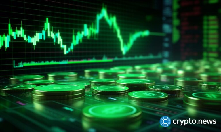 crypto news coin blurry internet and blockchain and trading chart background green and light neon light v 5.1